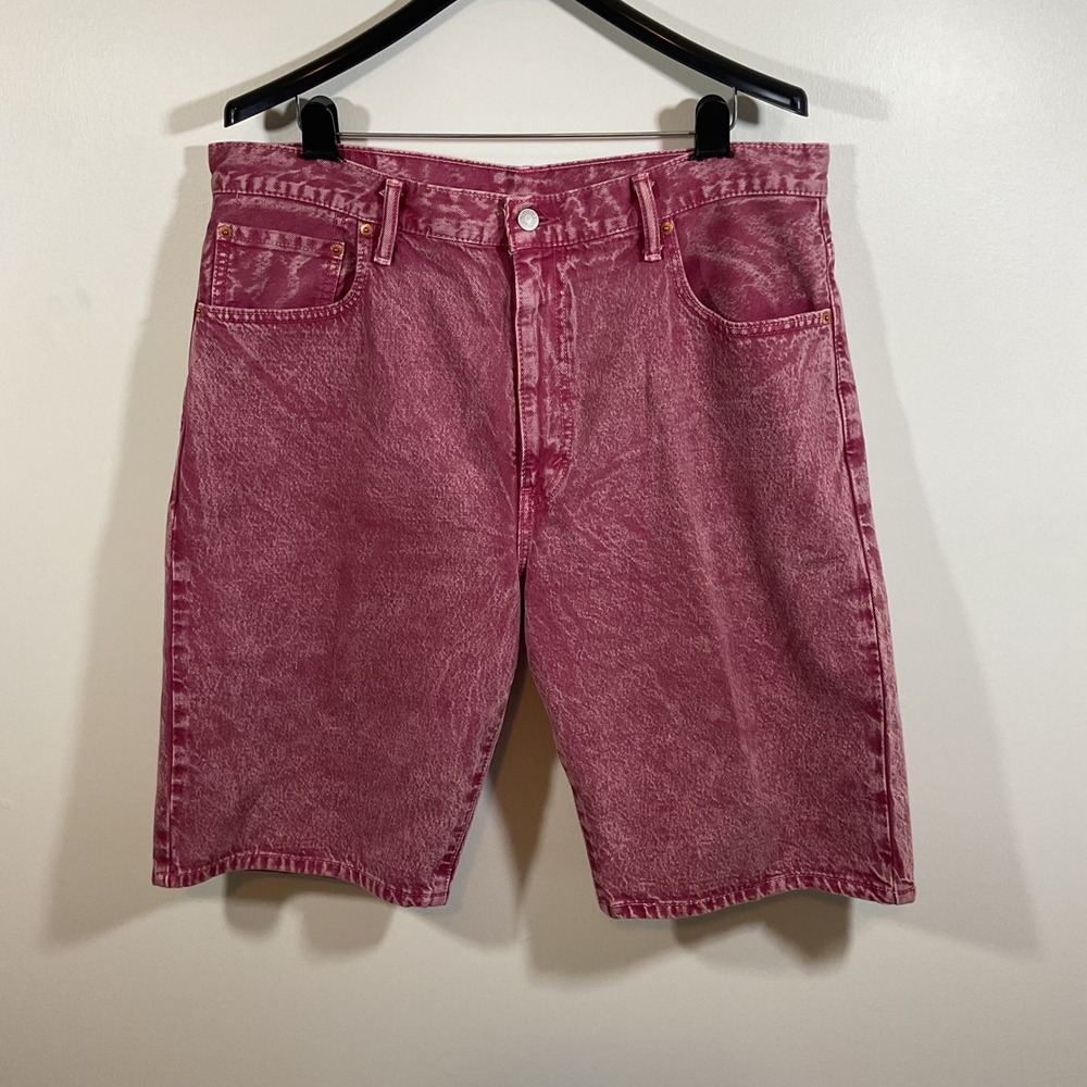 Levi's 569 Loose Straight Men's Pink Acid Wash Denim Shorts 36 Streetwear Skater